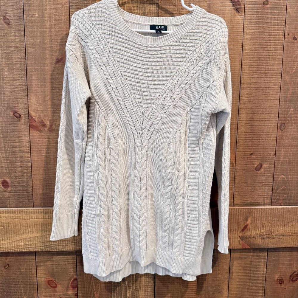a.n.a Cream Cable Stitch Crewneck Sweater